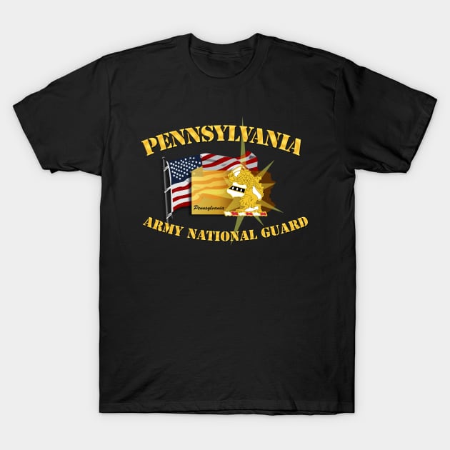 Pennsylvania - ARNG w Flag T-Shirt by twix123844